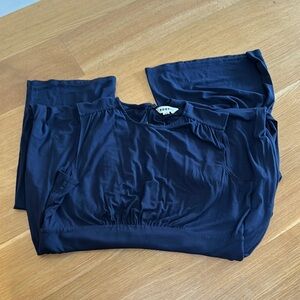 Blue Jumpsuit Stretchy — Wide Leg Size US14R